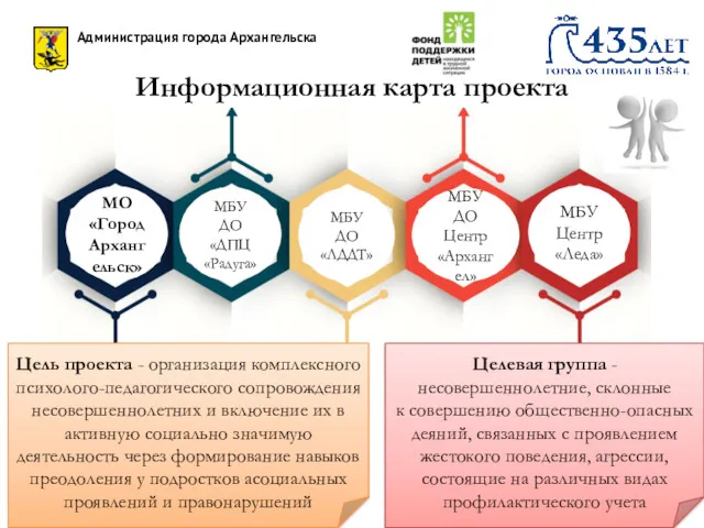 Целевая группа - несовершеннолетние, склонные к совершению общественно-опасных деяний, связанных