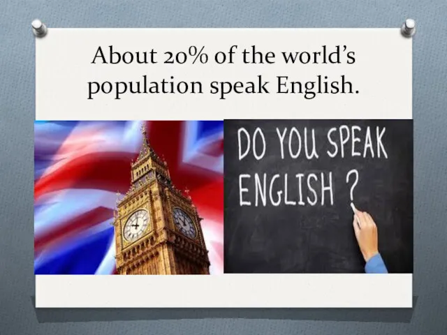 About 20% of the world’s population speak English.