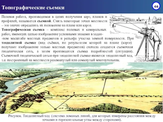 Топографические съемки Полевая работа, производимая в целях получения карт, планов