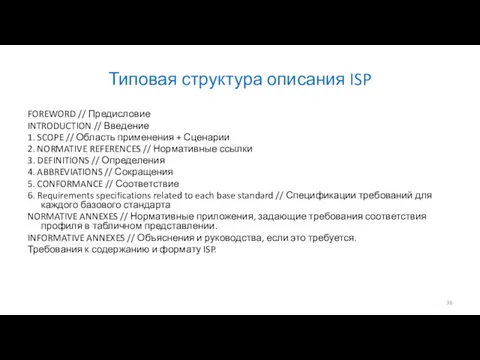 Типовая структура описания ISP FOREWORD // Предисловие INTRODUCTION // Введение