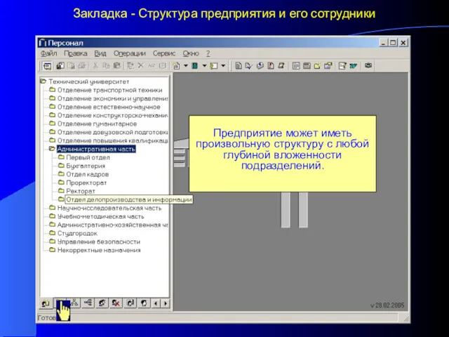 Закладка - Структура предприятия и его сотрудники Предприятие может иметь