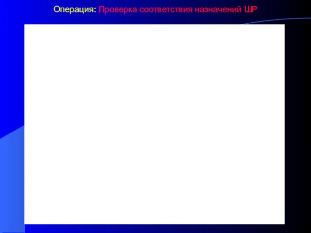 Операция: Проверка соответствия назначений ШР «Проверка соответствия назначений ШР» Для