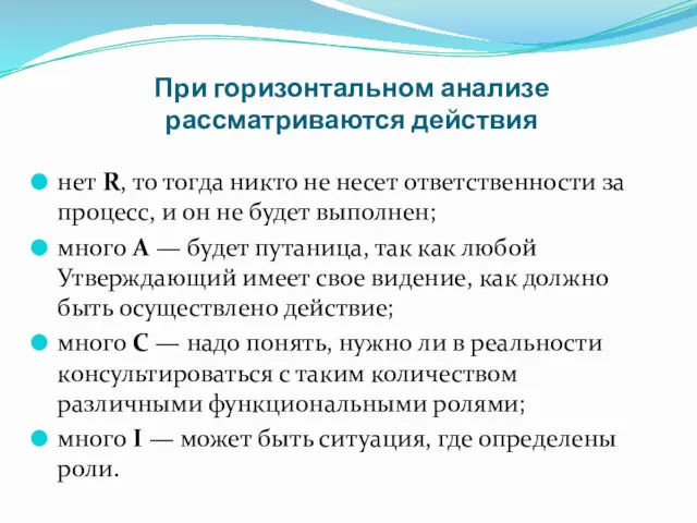 При горизонтальном анализе рассматриваются действия нет R, то тогда никто