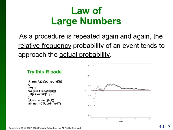 Law of Large Numbers As a procedure is repeated again
