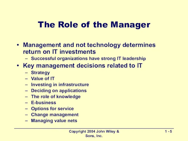 Copyright 2004 John Wiley & Sons, Inc. 1 - The