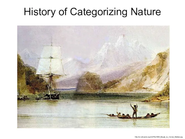 History of Categorizing Nature http://en.wikipedia.org/wiki/File:HMS_Beagle_by_Conrad_Martens.jpg