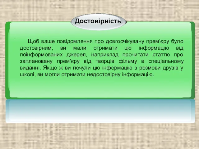 Щоб ваше повідомлення про довгоочікувану прем’єру було достовірним, ви мали