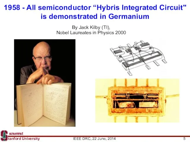 By Jack Kilby (TI), Nobel Laureates in Physics 2000 1958