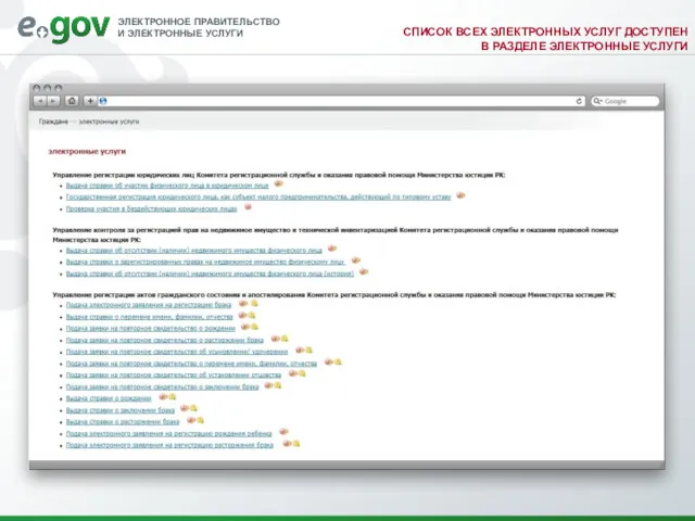 СПИСОК ВСЕХ ЭЛЕКТРОННЫХ УСЛУГ ДОСТУПЕН В РАЗДЕЛЕ ЭЛЕКТРОННЫЕ УСЛУГИ
