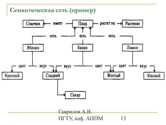 Гаврилов А.В. НГТУ, каф. АППМ Семантическая сеть (пример)