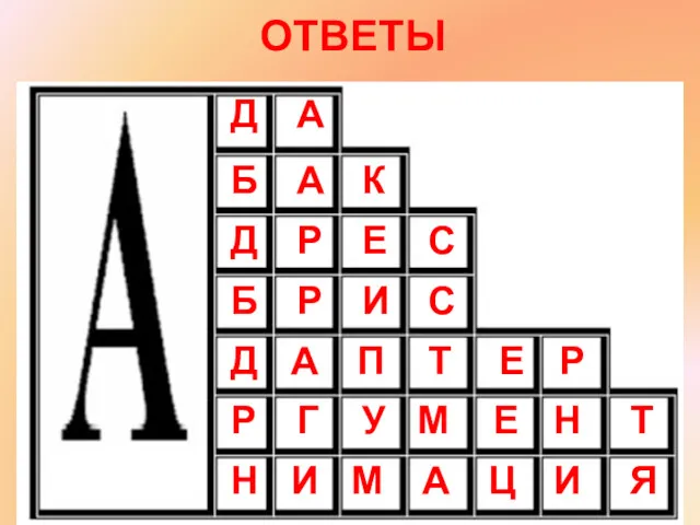 ОТВЕТЫ Д А Б А К Д Р Е С