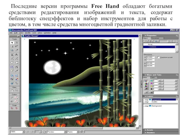 Последние версии программы Free Hand обладают богатыми средствами редактирования изображений