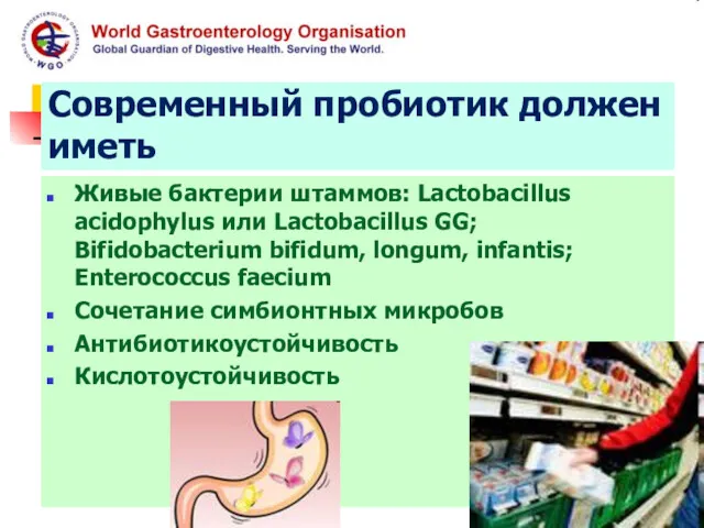 Современный пробиотик должен иметь Живые бактерии штаммов: Lactobacillus acidophylus или