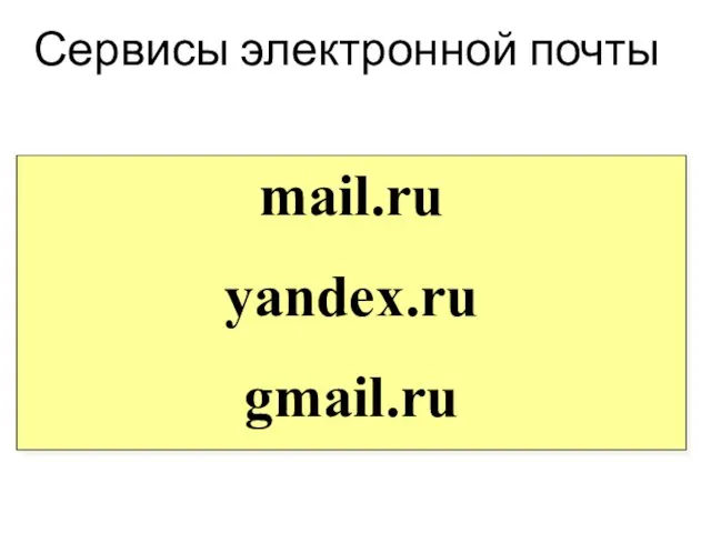 mail.ru yandex.ru gmail.ru Сервисы электронной почты