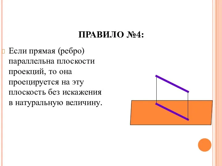 ПРАВИЛО №4: Если прямая (ребро) параллельна плоскости проекций, то она