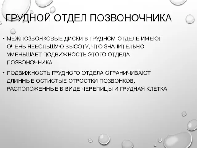 ГРУДНОЙ ОТДЕЛ ПОЗВОНОЧНИКА МЕЖПОЗВОНКОВЫЕ ДИСКИ В ГРУДНОМ ОТДЕЛЕ ИМЕЮТ ОЧЕНЬ