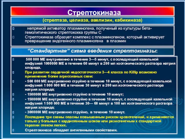 Стрептокиназа непрямой активатор плазминогена, полученый из культуры бета-гемолитического стрептококка группы