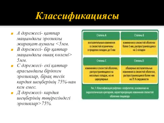 Классификациясы А дәрежесі- қатпар маңындағы эрозиялы жарақат аумағы В дәрежесі-