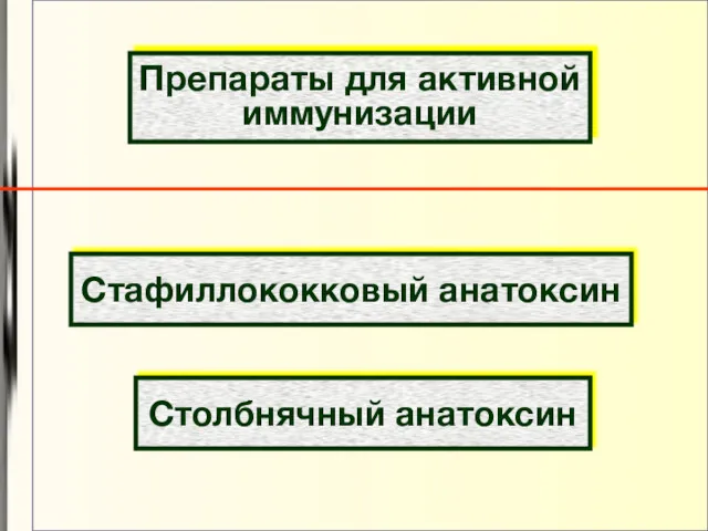 Препараты для активной иммунизации Стафиллококковый анатоксин Столбнячный анатоксин