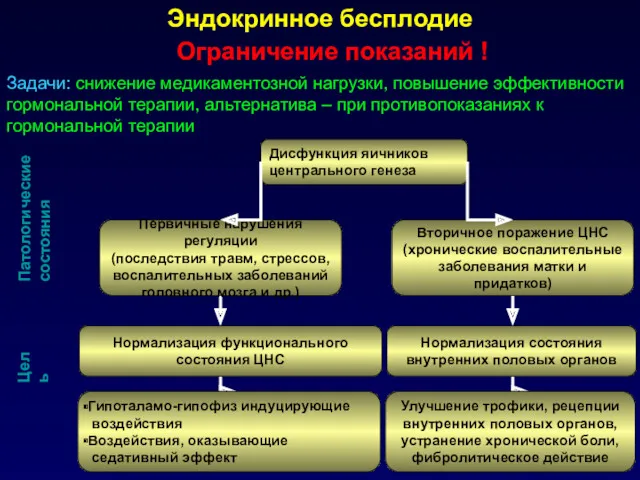 Эндокринное бесплодие Первичные нарушения регуляции (последствия травм, стрессов, воспалительных заболеваний