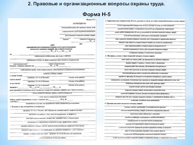 2. Правовые и организационные вопросы охраны труда. Форма Н-5