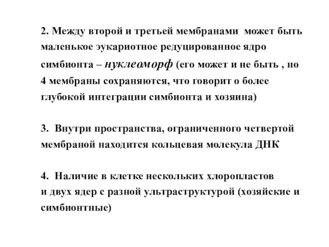 2. Между второй и третьей мембранами может быть маленькое эукариотное