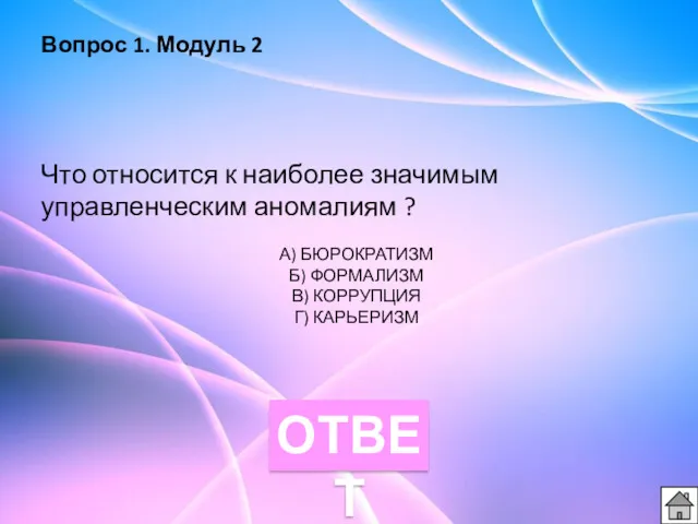 Вопрос 1. Модуль 2 Что относится к наиболее значимым управленческим