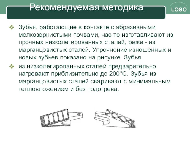 Рекомендуемая методика Зубья, работающие в контакте с абразивными мелкозернистыми почвами,