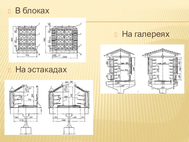 В блоках На галереях На эстакадах