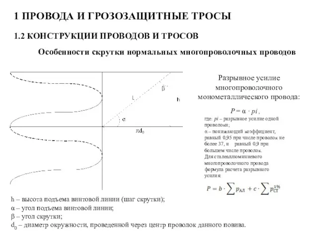 1 ПРОВОДА И ГРОЗОЗАЩИТНЫЕ ТРОСЫ 1.2 КОНСТРУКЦИИ ПРОВОДОВ И ТРОСОВ Особенности скрутки нормальных