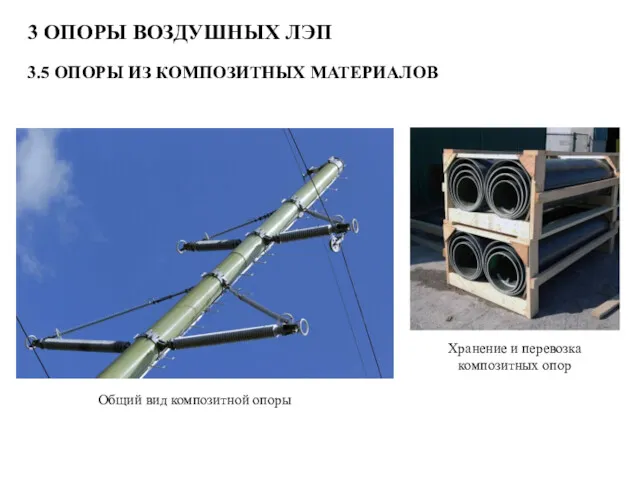 3 ОПОРЫ ВОЗДУШНЫХ ЛЭП 3.5 ОПОРЫ ИЗ КОМПОЗИТНЫХ МАТЕРИАЛОВ Хранение и перевозка композитных