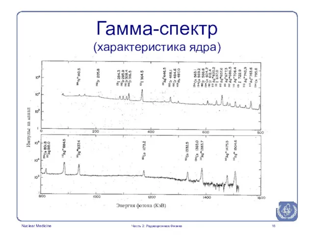 Гамма-спектр (характеристика ядра) Часть 2: Радиационная Физика Импульс на канал Энергия фотона (КэВ)