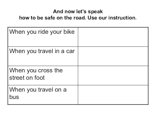 And now let’s speak how to be safe on the road. Use our instruction.