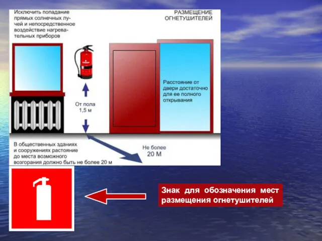 Знак для обозначения мест размещения огнетушителей