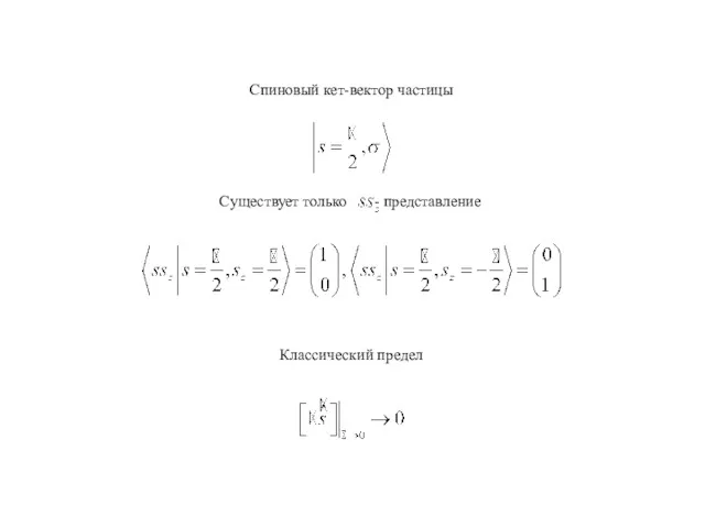 Спиновый кет-вектор частицы Классический предел