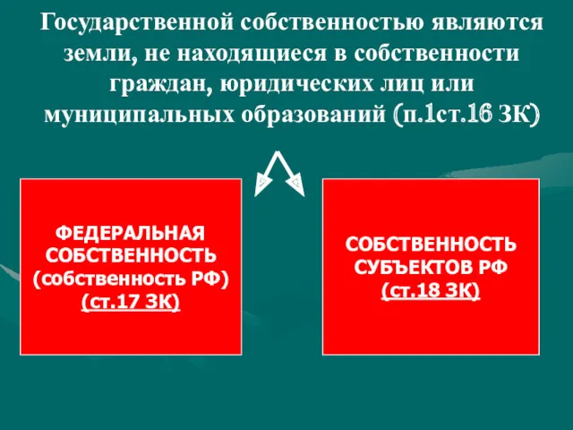 Государственной собственностью являются земли, не находящиеся в собственности граждан, юридических