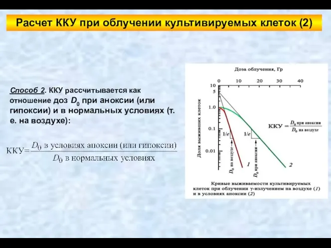 Способ 2. ККУ рассчитывается как отношение доз D0 при аноксии