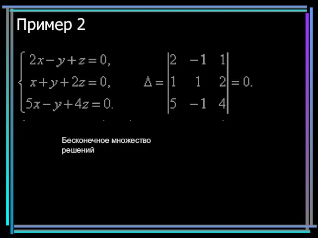 Пример 2 Бесконечное множество решений