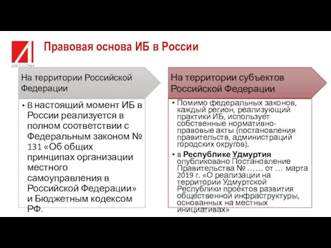 На территории Российской Федерации Правовая основа ИБ в России В