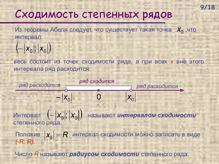 Сходимость степенных рядов ряд сходится весь состоит из точек сходимости