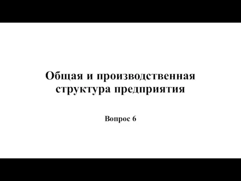 Общая и производственная структура предприятия Вопрос 6