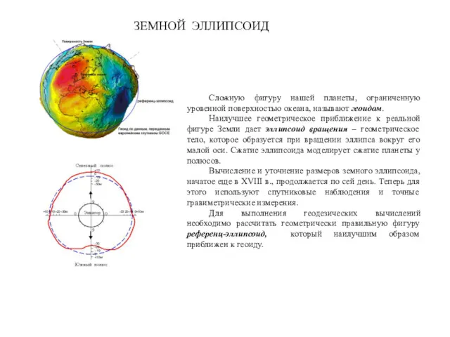 Сложную фигуру нашей планеты, ограниченную уровенной поверхностью океана, называют геоидом.