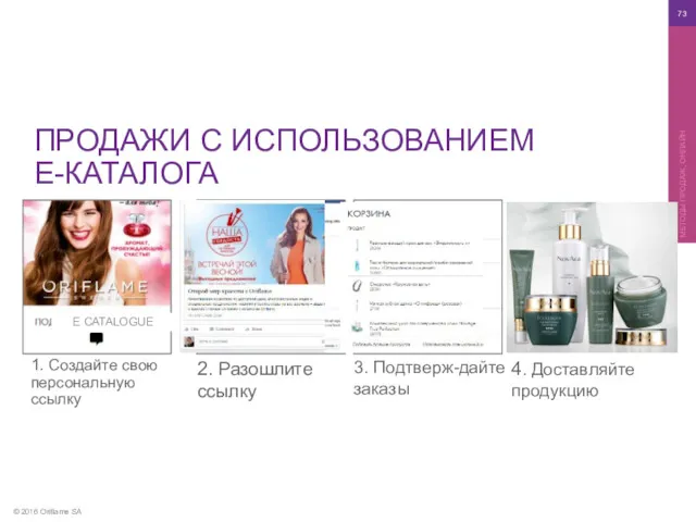 © 2016 Oriflame SA МЕТОДЫ ПРОДАЖ, ОНЛАЙН ПРОДАЖИ С ИСПОЛЬЗОВАНИЕМ