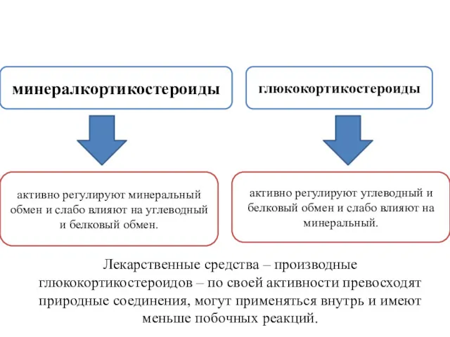 минералкортикостероиды глюкокортикостероиды активно регулируют углеводный и белковый обмен и слабо