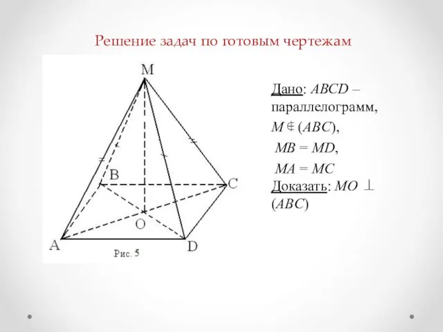 Решение задач по готовым чертежам Дано: АВСD – параллелограмм, M