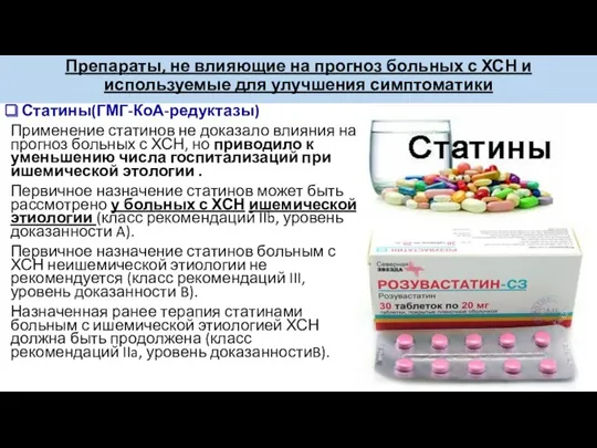 Препараты, не влияющие на прогноз больных с ХСН и используемые для улучшения симптоматики