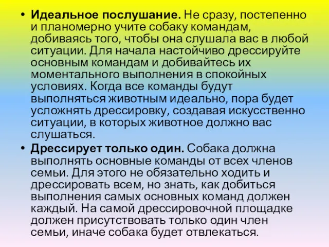 Идеальное послушание. Не сразу, постепенно и планомерно учите собаку командам,