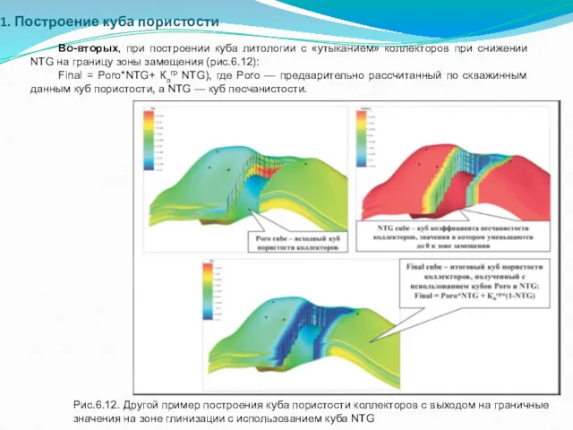 Построение куба пористости Во-вторых, при построении куба литологии с «утыканием»