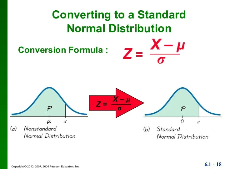 Converting to a Standard Normal Distribution Conversion Formula :