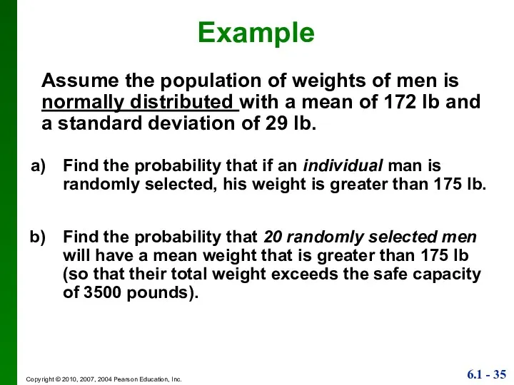 Assume the population of weights of men is normally distributed